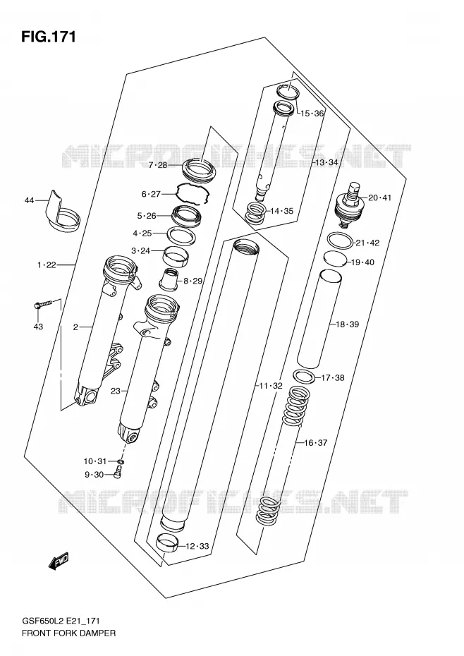 FRONT FORK (GSF650UAL2 E21) Suzuki MOTO 650 BANDIT 2012  GSF650SUL2(E21)