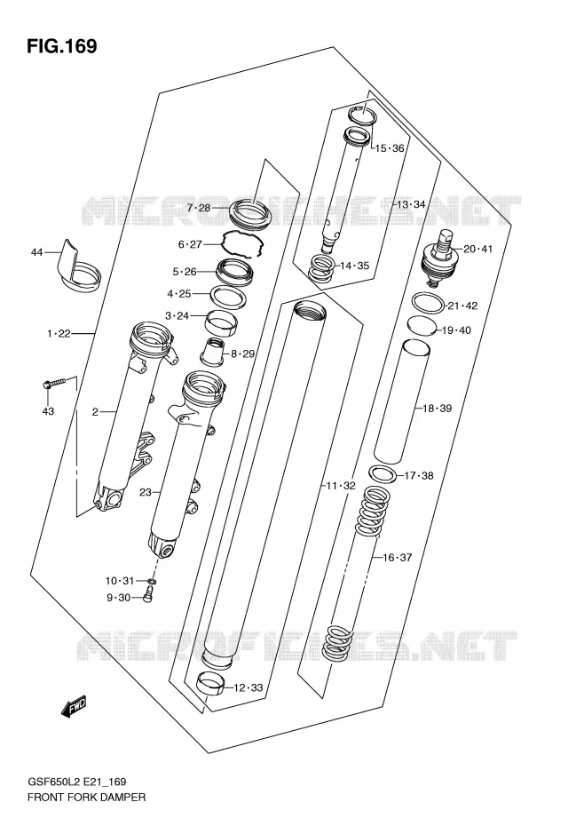 FRONT FORK (GSF650UL2 E21) Suzuki MOTO 650 BANDIT 2012  GSF650UAL2(E21)