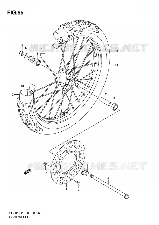 FRONT WHEEL (DR-Z125LL2 E33) Suzuki MOTO 125 DR-Z 2012  DR-Z125LL2(E28)
