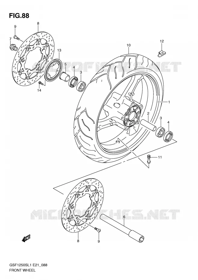 FRONT WHEEL (GSF1250SAL1 E21) Suzuki MOTO 1250 BANDIT 2012  GSF1250SAL1(E21)