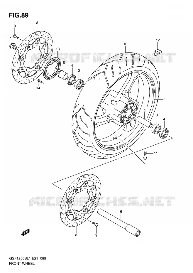 FRONT WHEEL (GSF1250SAL1 E24) Suzuki MOTO 1250 BANDIT 2012  GSF1250SAL1(E21)