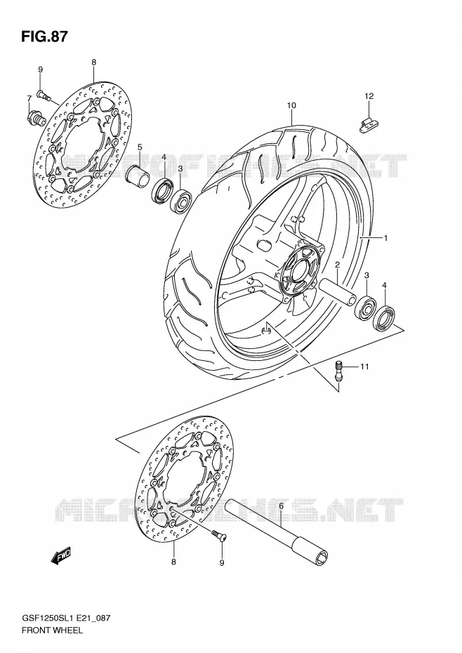 FRONT WHEEL (GSF1250SL1 E24) Suzuki MOTO 1250 BANDIT 2012  GSF1250SAL1(E21)