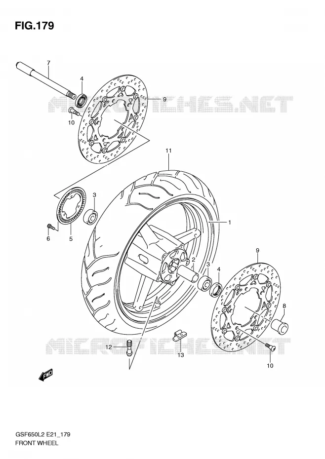 FRONT WHEEL (GSF650AL2 E21) Suzuki MOTO 650 BANDIT 2012  GSF650SAL2(E21)