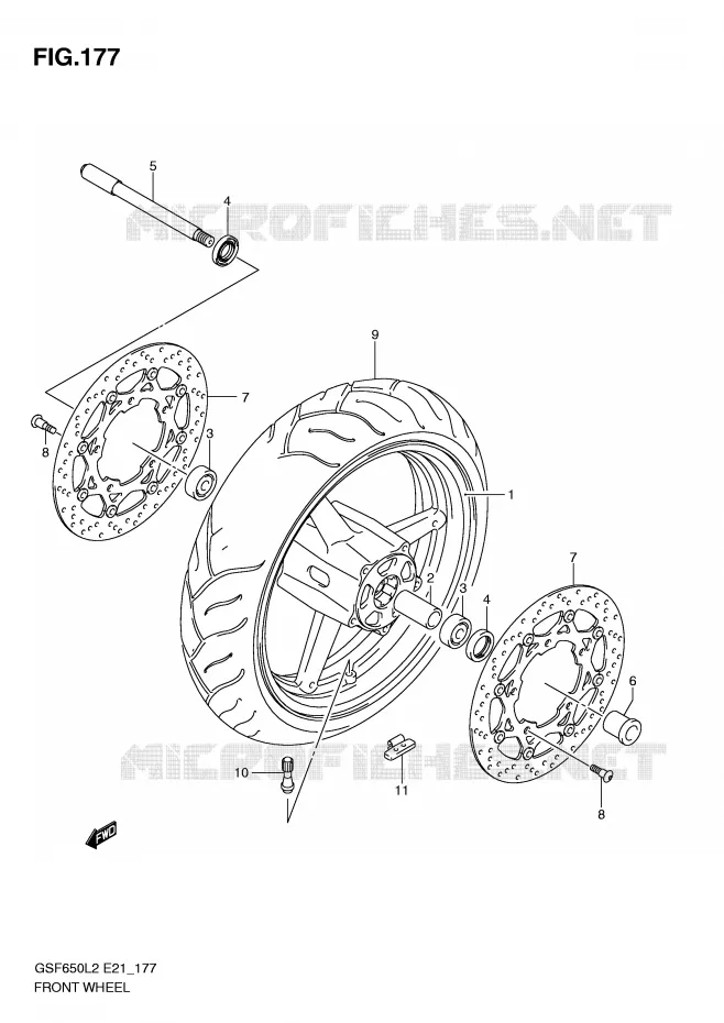 FRONT WHEEL (GSF650L2 E21) Suzuki MOTO 650 BANDIT 2012  GSF650SL2(E21)