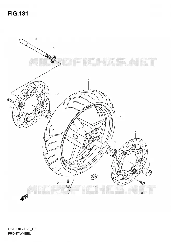 FRONT WHEEL (GSF650SL2 E21) Suzuki MOTO 650 BANDIT 2012  GSF650SL2(E21)