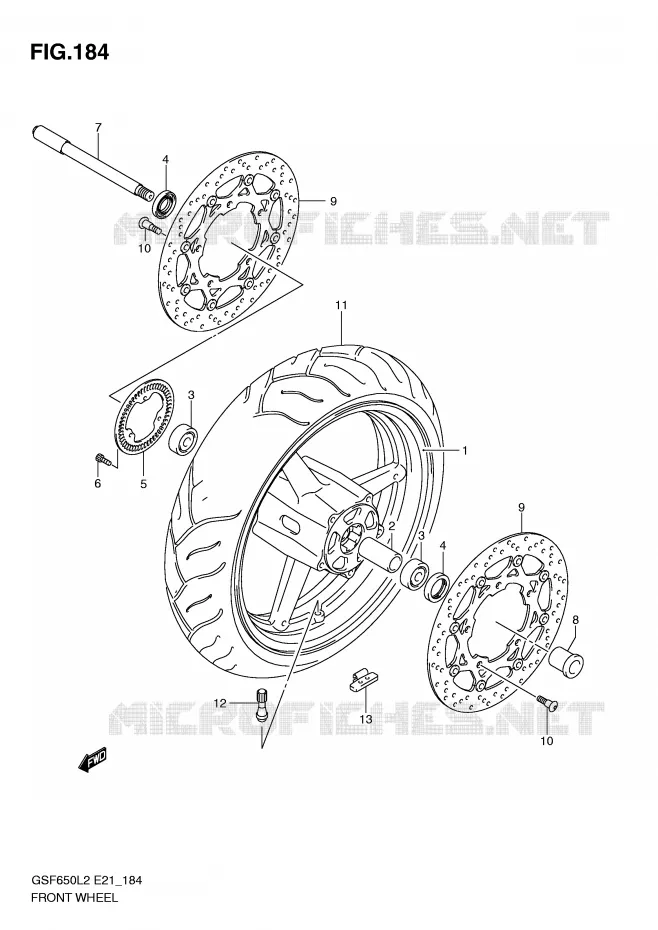 FRONT WHEEL (GSF650SUAL2 E21) Suzuki MOTO 650 BANDIT 2012  GSF650SL2(E21)