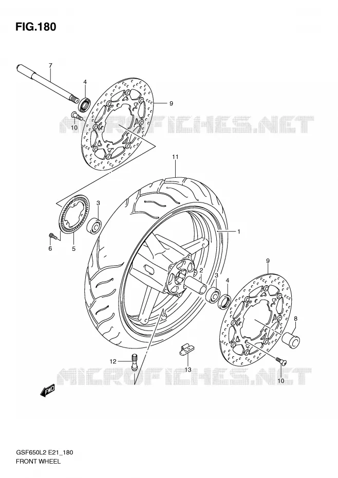 FRONT WHEEL (GSF650UAL2 E21) Suzuki MOTO 650 BANDIT 2012  GSF650UAL2(E21)