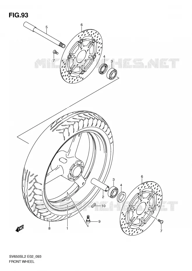 FRONT WHEEL (SV650SL2 E2) Suzuki MOTO 650 SV 2012  SV650SUL2(E02)