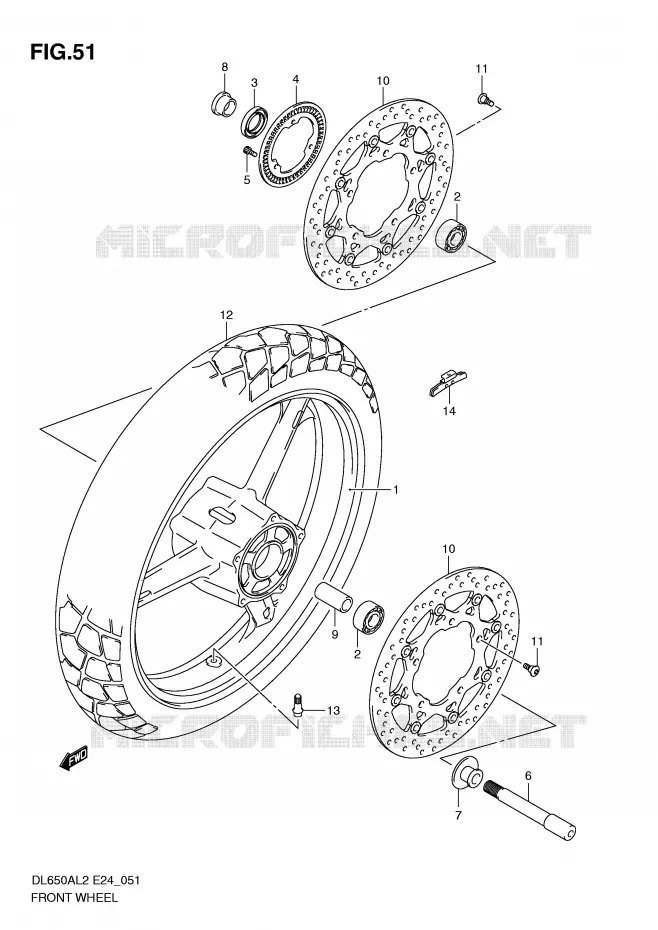 FRONT WHEEL Suzuki MOTO 650 V-STROM 2012  DL650AL2(E24)