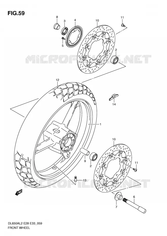 FRONT WHEEL Suzuki MOTO 650 V-STROM 2012  DL650AL2(E28)