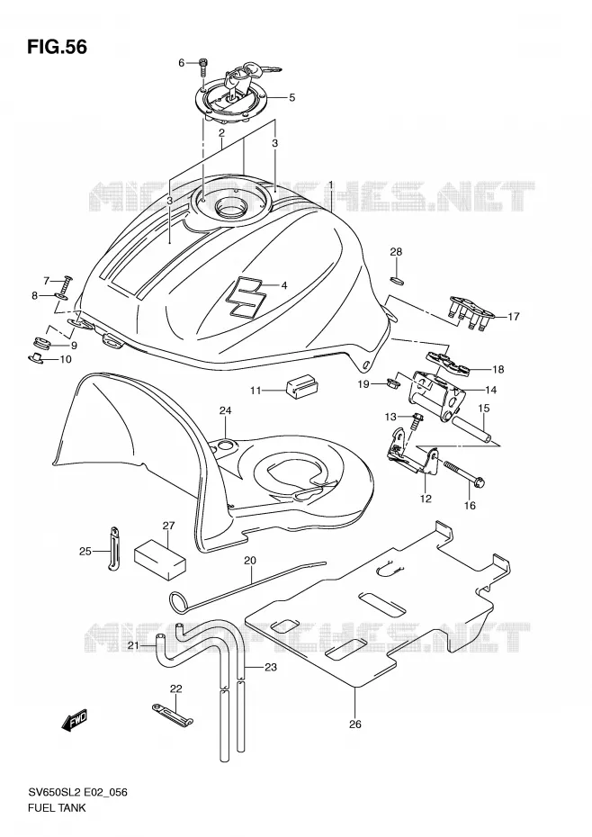 FUEL TANK (SV650SL2 E2) Suzuki MOTO 650 SV 2012  SV650SAL2(E02)
