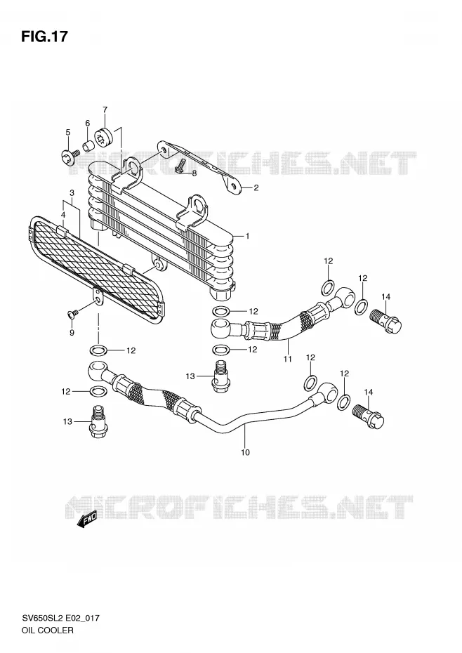 OIL COOLER Suzuki MOTO 650 SV 2012  SV650SL2(E02)