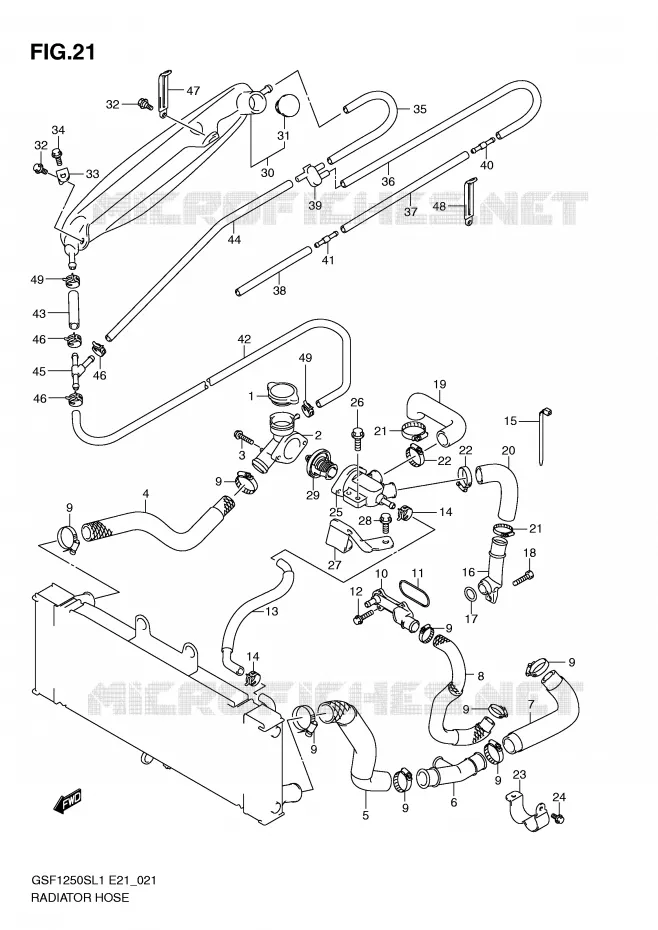 RADIATOR HOSE - EXPANSION TANK Suzuki MOTO 1250 BANDIT 2011  GSF1250SAL1(E21)