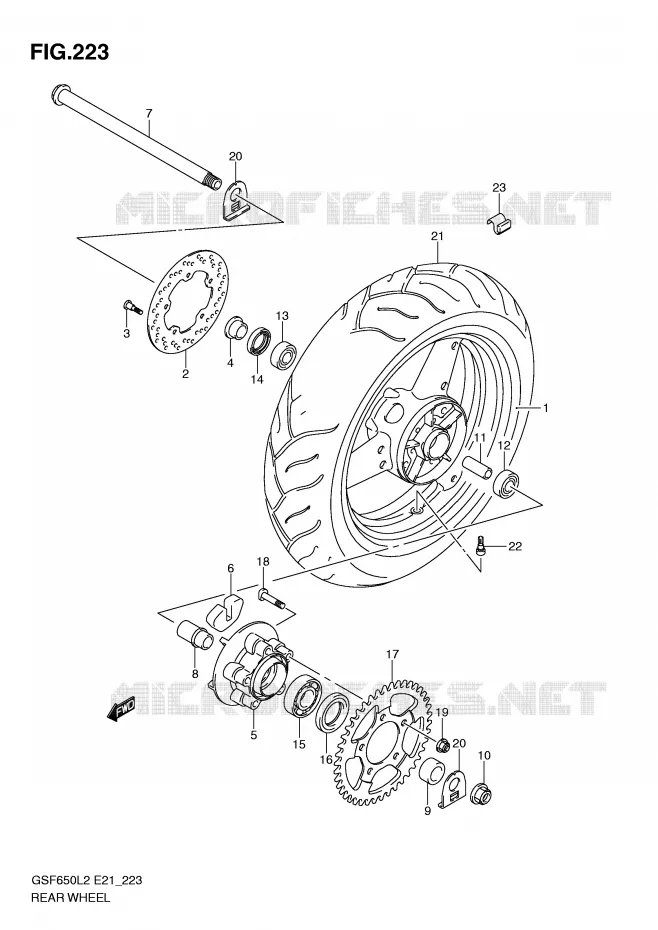 REAR WHEEL (GSF650L2 E21) Suzuki MOTO 650 BANDIT 2016  GSF650SAL2(E21)