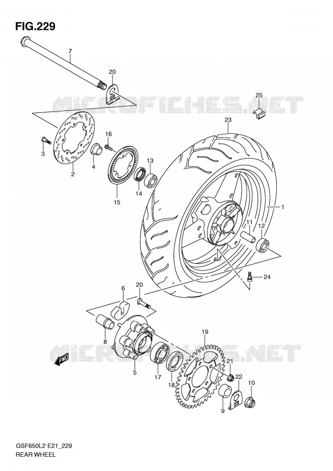 REAR WHEEL (GSF650SAL2 E21) Suzuki MOTO 650 BANDIT 2012  GSF650SUAL2(E21)