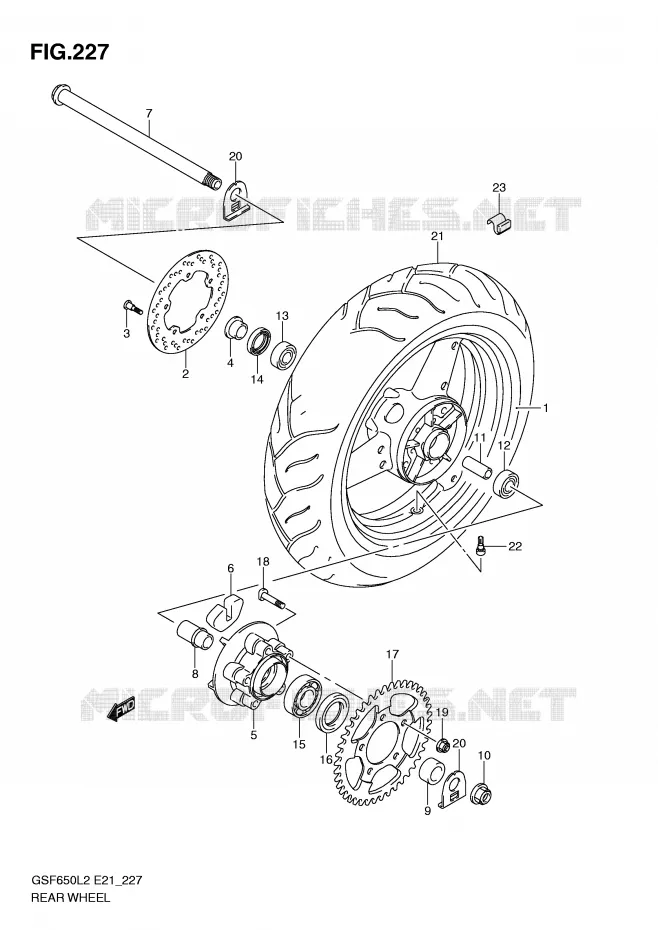 REAR WHEEL (GSF650SL2 E21) Suzuki MOTO 650 BANDIT 2014  GSF650SAL2(E21)