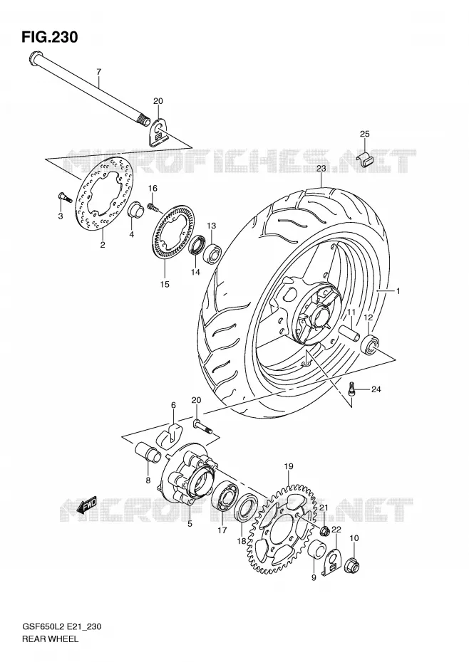 REAR WHEEL (GSF650SUAL2 E21) Suzuki MOTO 650 BANDIT 2012  GSF650AL2(E21)