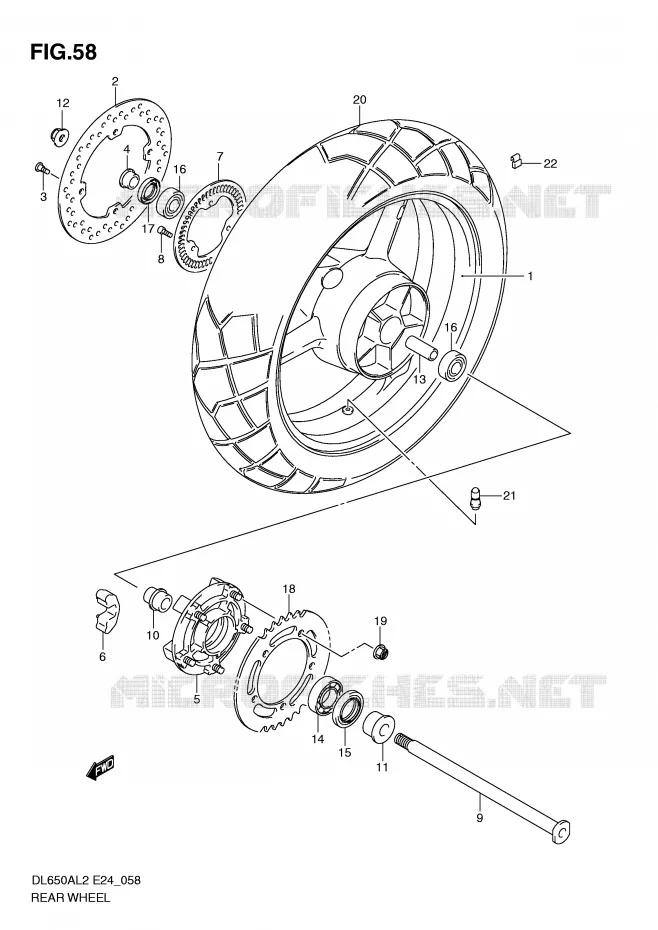 REAR WHEEL Suzuki MOTO 650 V-STROM 2012  DL650AL2(E24)