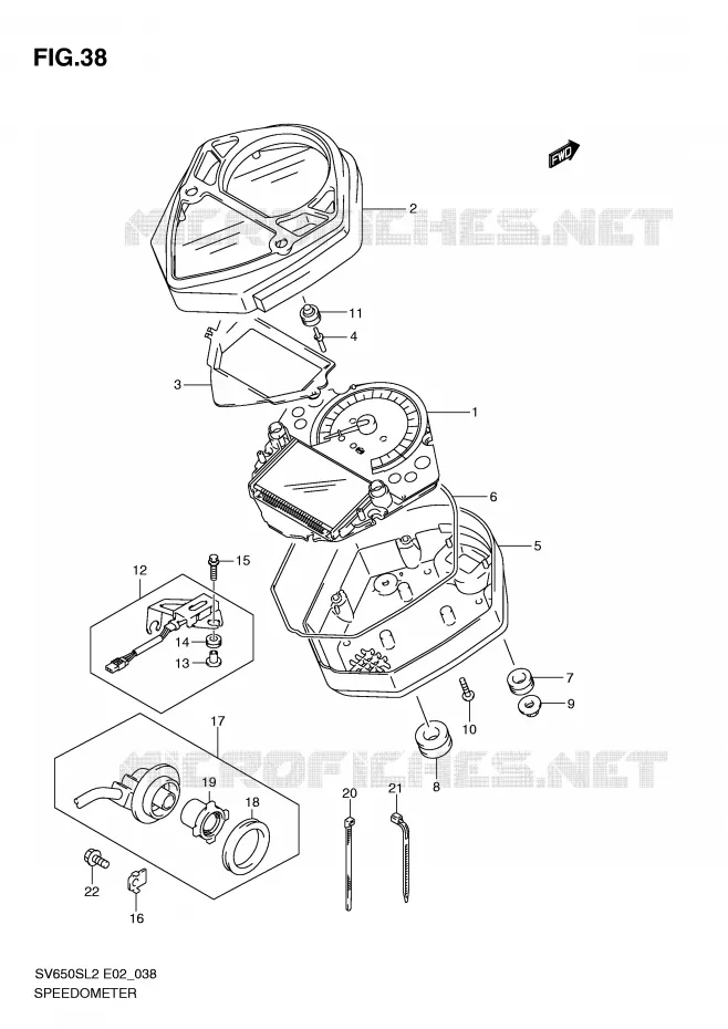 SPEEDOMETER (SV650SL2 E2) Suzuki MOTO 650 SV 2012  SV650SUL2(E02)