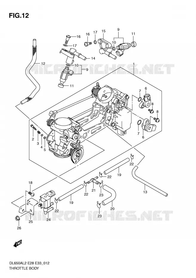 THROTTLE BODY (DL650AL2 E33) Suzuki MOTO 650 V-STROM 2012  DL650AL2(E28)