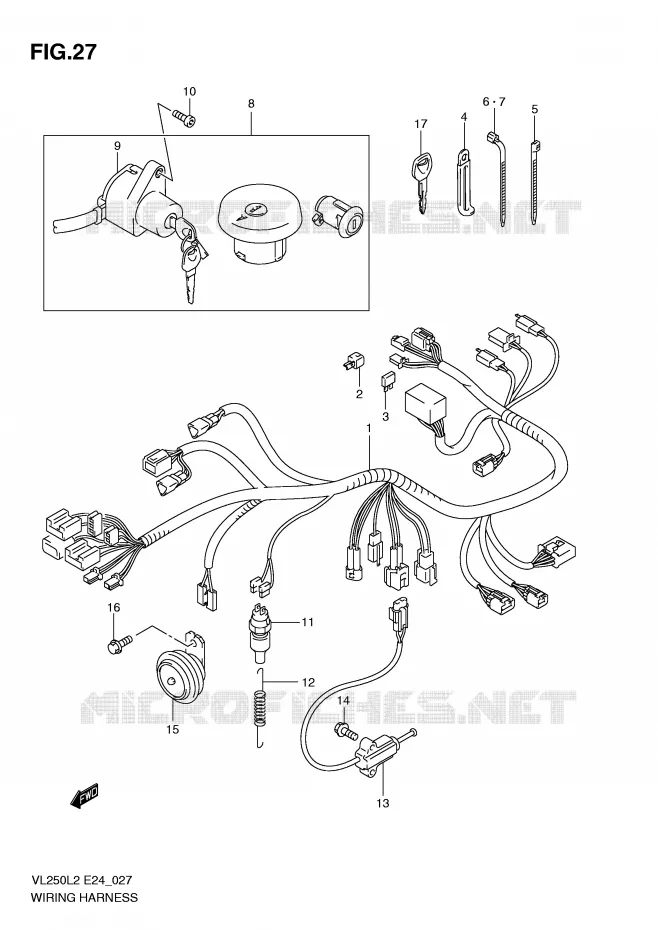 WIRING HARNESS Suzuki MOTO 250 INTRUDER 2012  VL250L2(E24)