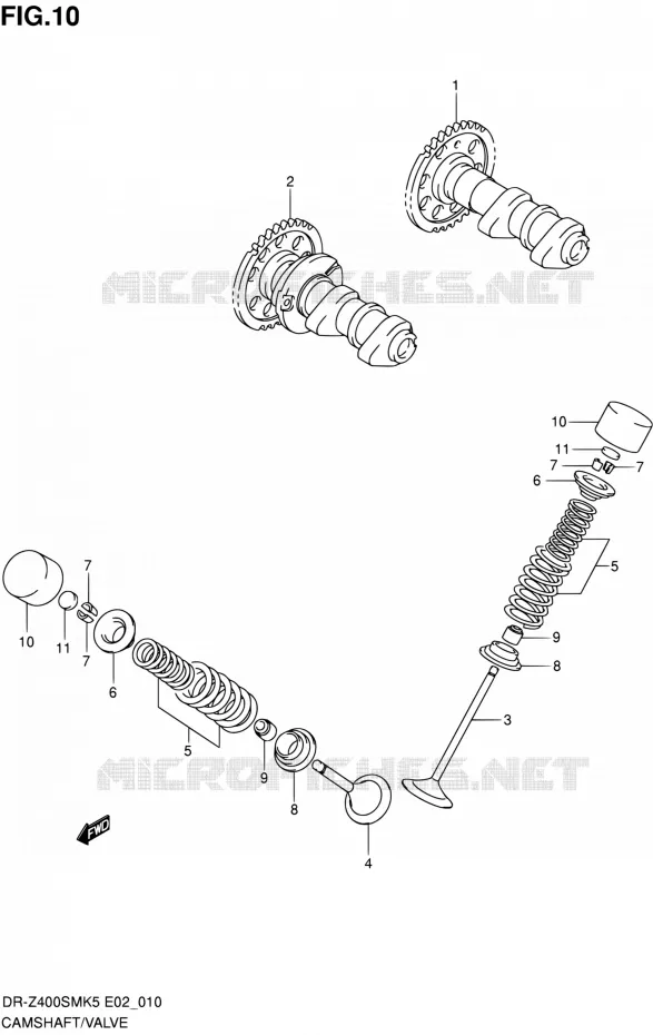 CAMSHAFT - VALVES Suzuki MOTO 400 DR-Z 2006  DR-Z400SMK6(E19)