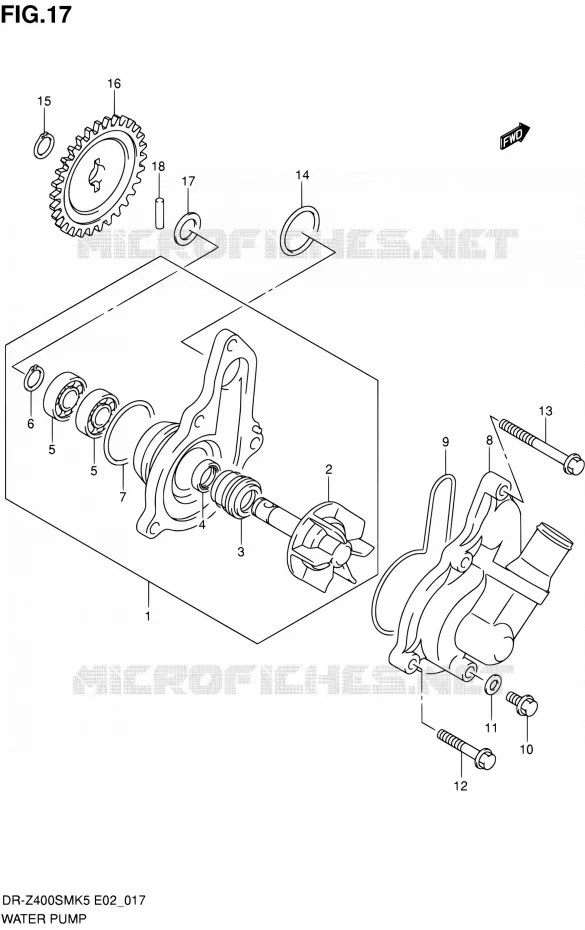 WATER PUMP Suzuki MOTO 400 DR-Z 2006  DR-Z400SMK6(E19)