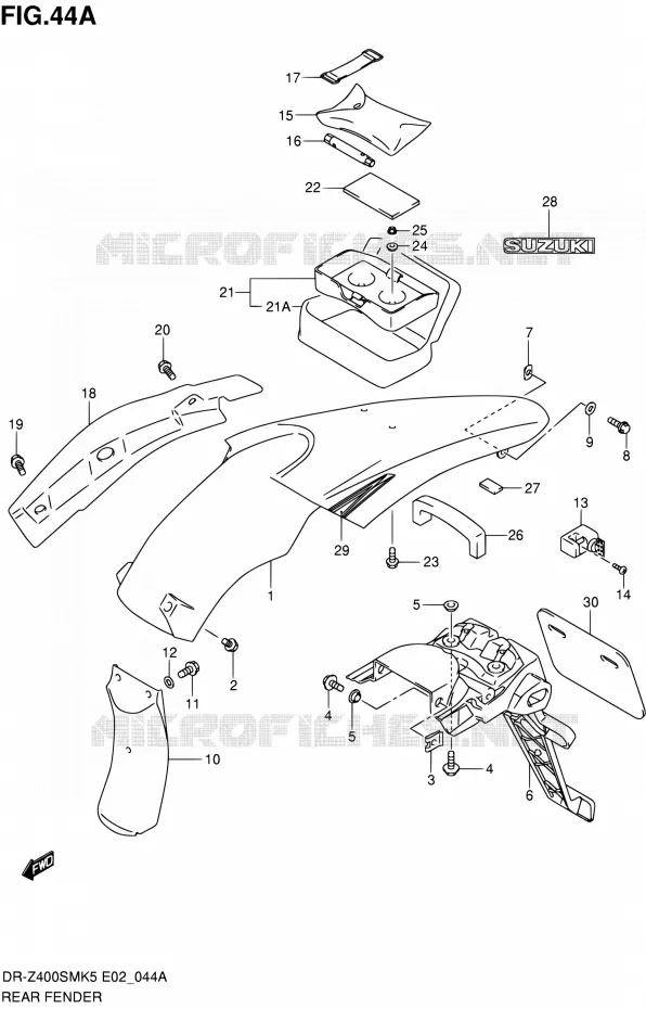 REAR FEDNER (MODEL K7/K8/K9) Suzuki MOTO 400 DR-Z 2007  DR-Z400SMK7(E19)