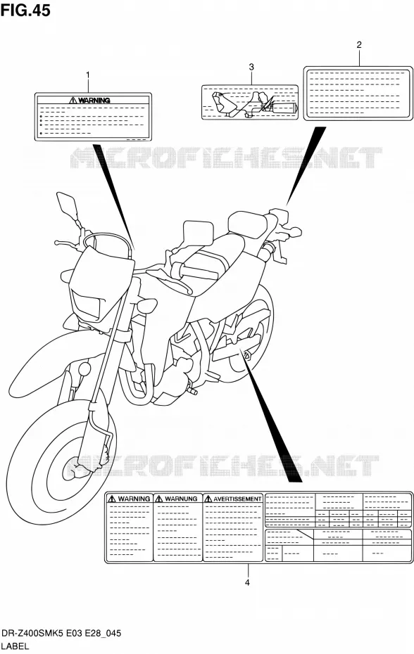 LABEL Suzuki MOTO 400 DR-Z 2008  DR-Z400SM K8 (E03,E28,E33)