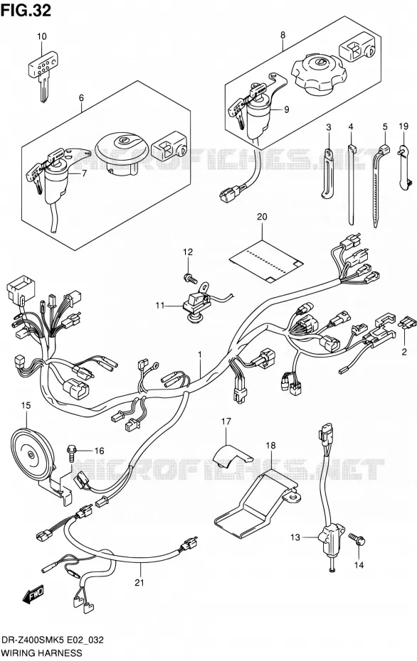 WIRING HARNESS Suzuki MOTO 400 DR-Z 2008  DR-Z400SMK8(E19)