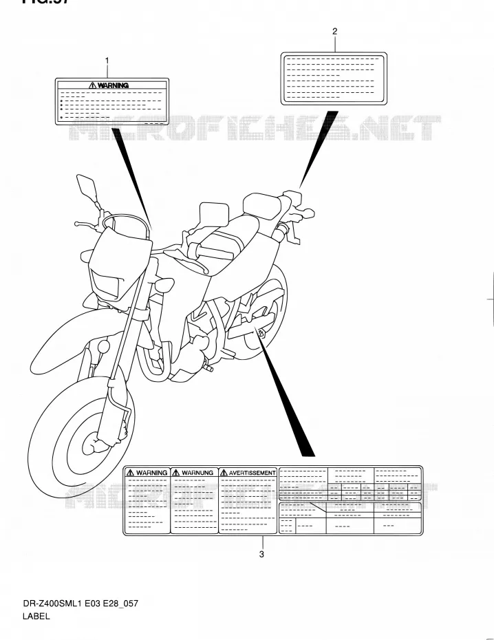 LABEL (DR-Z400SML1 E33) Suzuki MOTO 400 DR-Z 2011  DR-Z400SM L1 (E03,E28,E33)