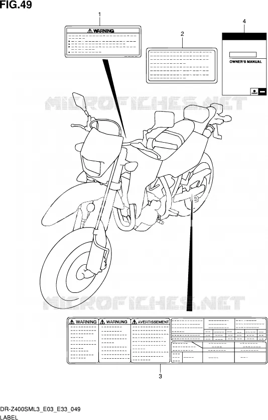 LABEL (DR-Z400SML3 E03) Suzuki MOTO 400 DR-Z 2013  DR-Z400SM L3 (E03,E28,E33)