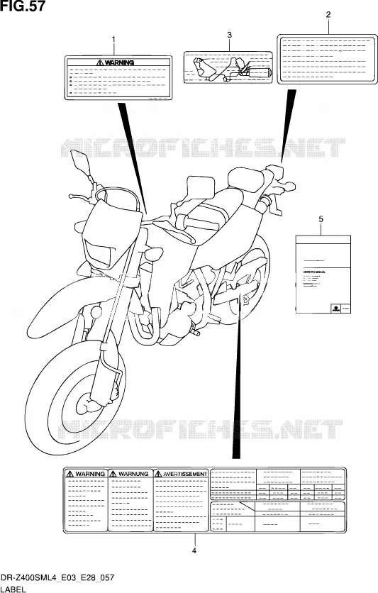 LABEL (DR-Z400SML4 E33) Suzuki MOTO 400 DR-Z 2014  DR-Z400SM L4 (E03,E28,E33)