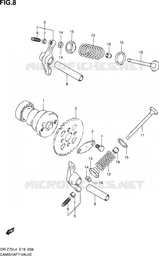 CAMSHAFT - VALVES Suzuki MOTO 70 DR-Z 2015  DR-Z70 L4 (E19)