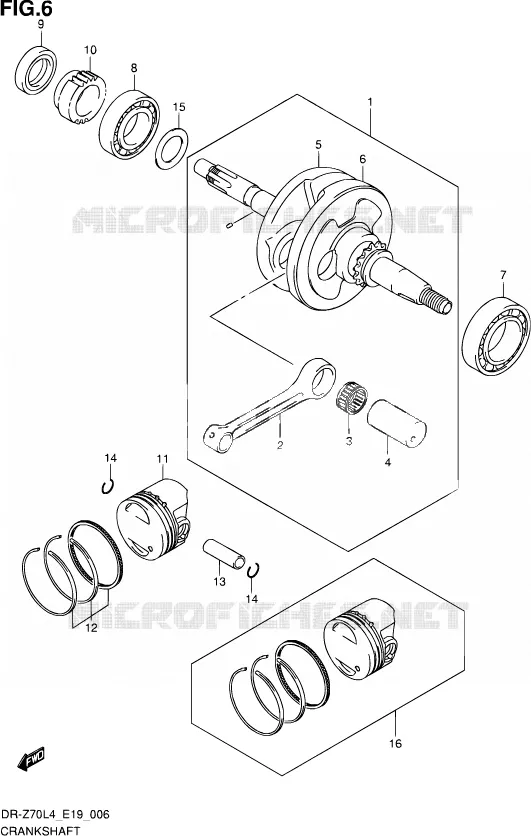 CRANKSHAFT Suzuki MOTO 70 DR-Z 2015  DR-Z70 L4 (E19)