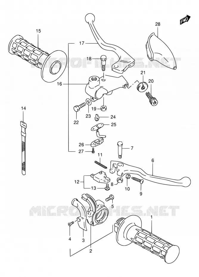 HANDGRIPS - LEVERS  Suzuki MOTO 125 DR 1997  DR125SEV/DR125SEUV