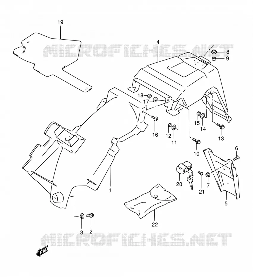 REAR FEDNER (MODELE R/S/T/V/W) Suzuki MOTO 125 DR 1997  DR125SEV/DR125SEUV