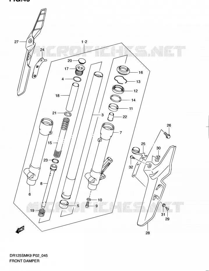 FRONT FORK Suzuki MOTO 125 DR 2010  DR125SML0(E02)