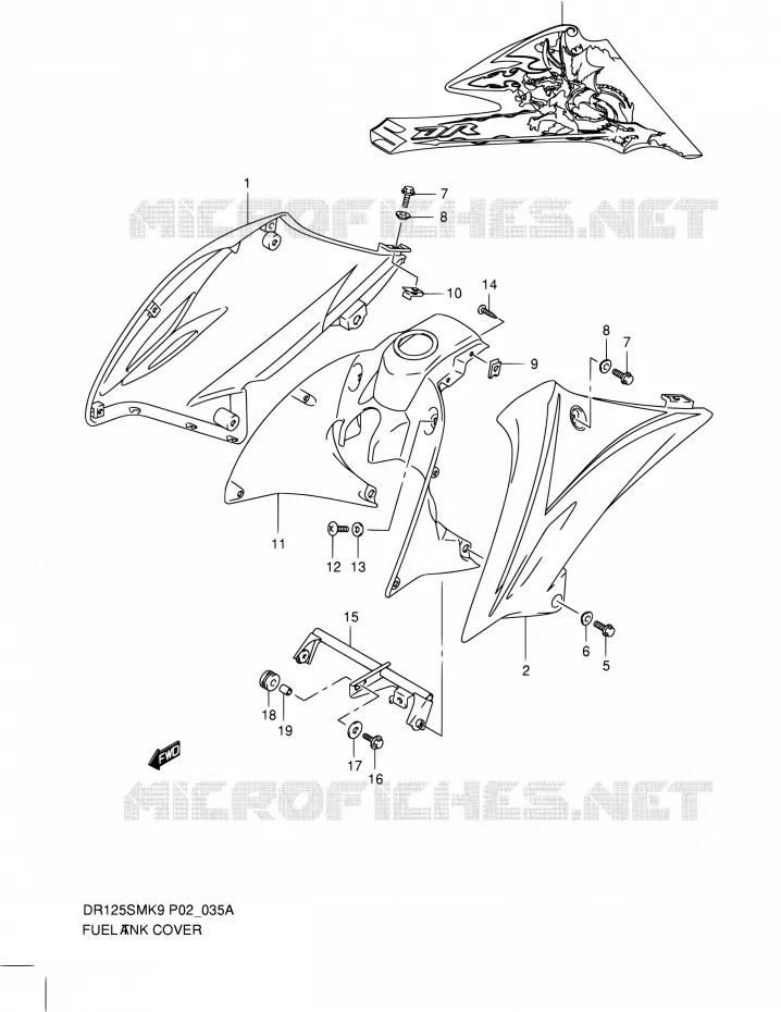 FUEL TANK COVER (MODEL L0) Suzuki MOTO 125 DR 2010  DR125SML0(E02)