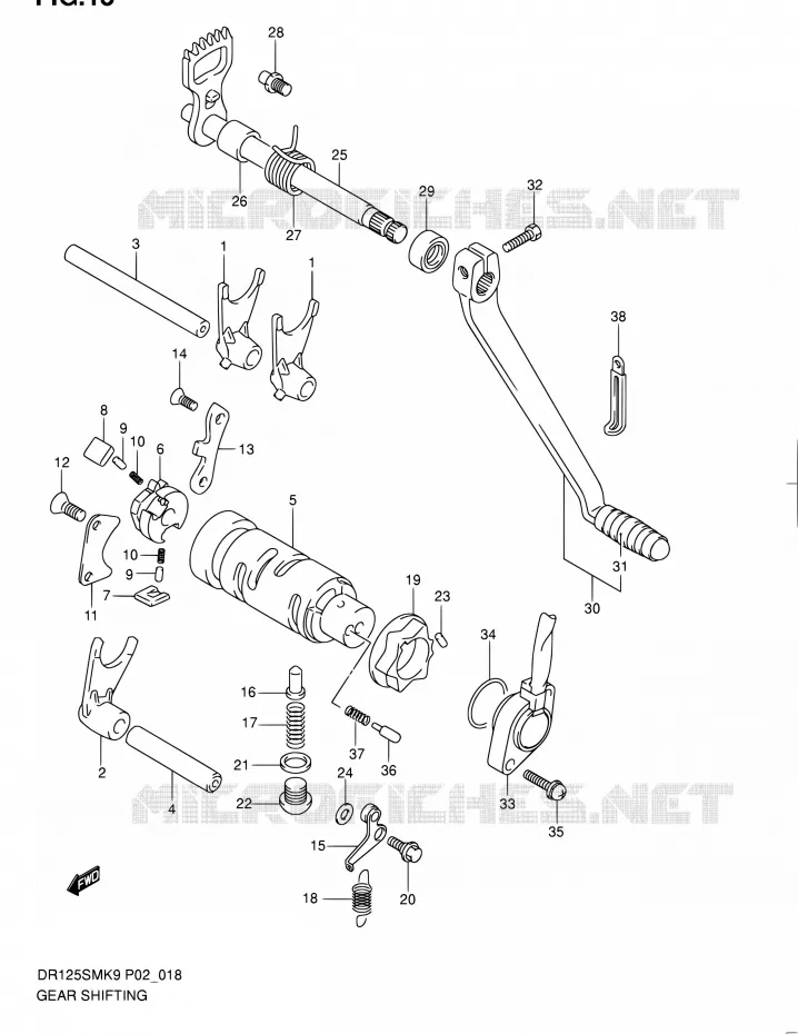 GEAR SHIFTING ASSY Suzuki MOTO 125 DR 2010  DR125SML0(E02)