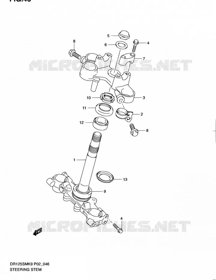 STEERING COLUMN Suzuki MOTO 125 DR 2010  DR125SML0(E02)