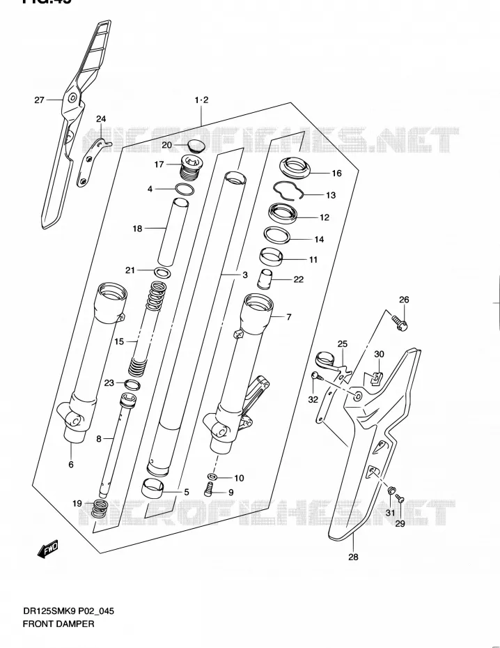 FRONT FORK Suzuki MOTO 125 DR 2011  DR125SML0(E19)