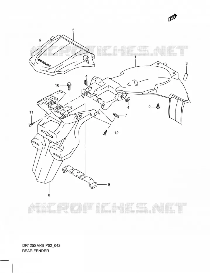 REAR FEDNER Suzuki MOTO 125 DR 2011  DR125SML0(E19)