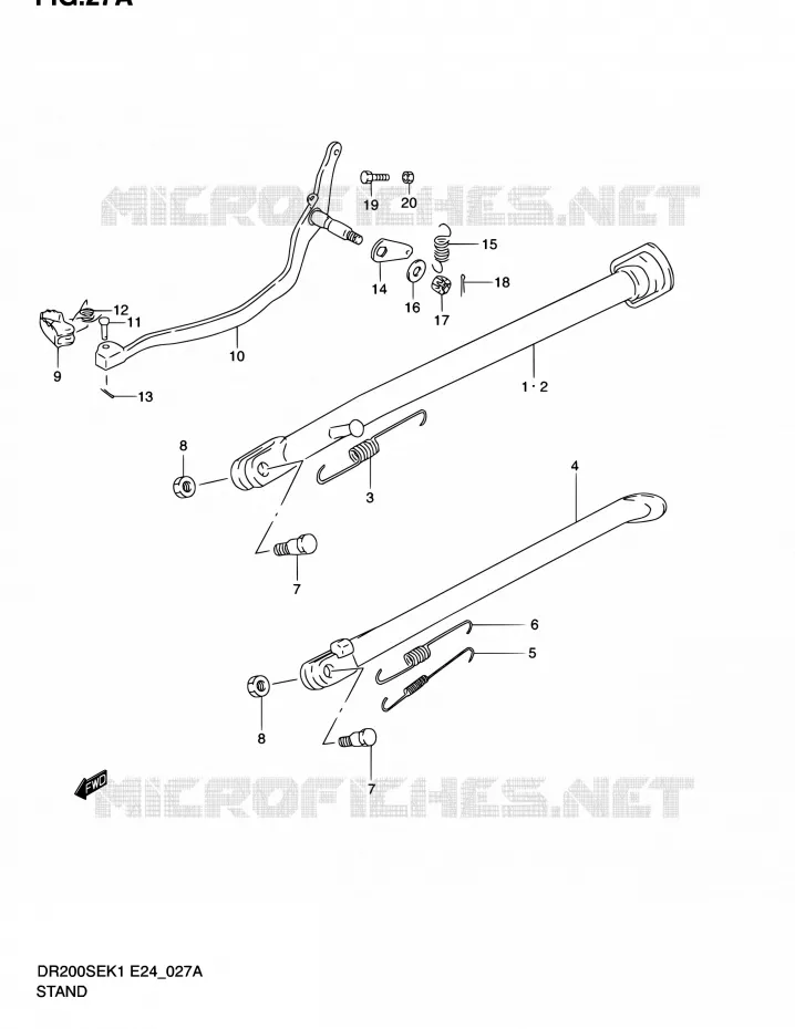 STAND (MODELE K2/K3/K4/K5) Suzuki MOTO 200 DR 2002  DR200SE K2 (E06,E24)