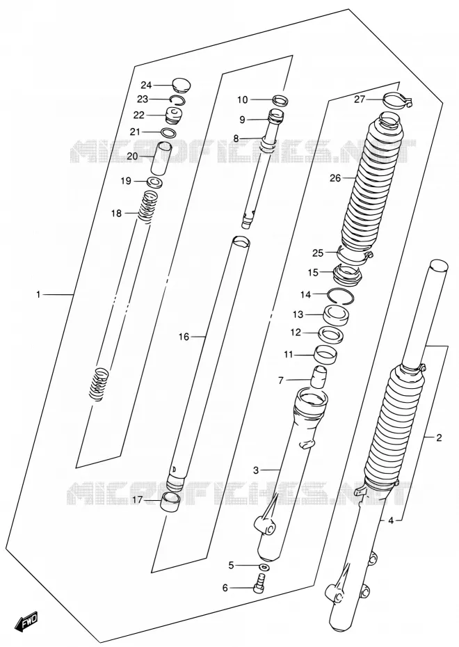 FRONT FORK Suzuki MOTO 200 DR 2003  DR200SE K3 (E06,E24)