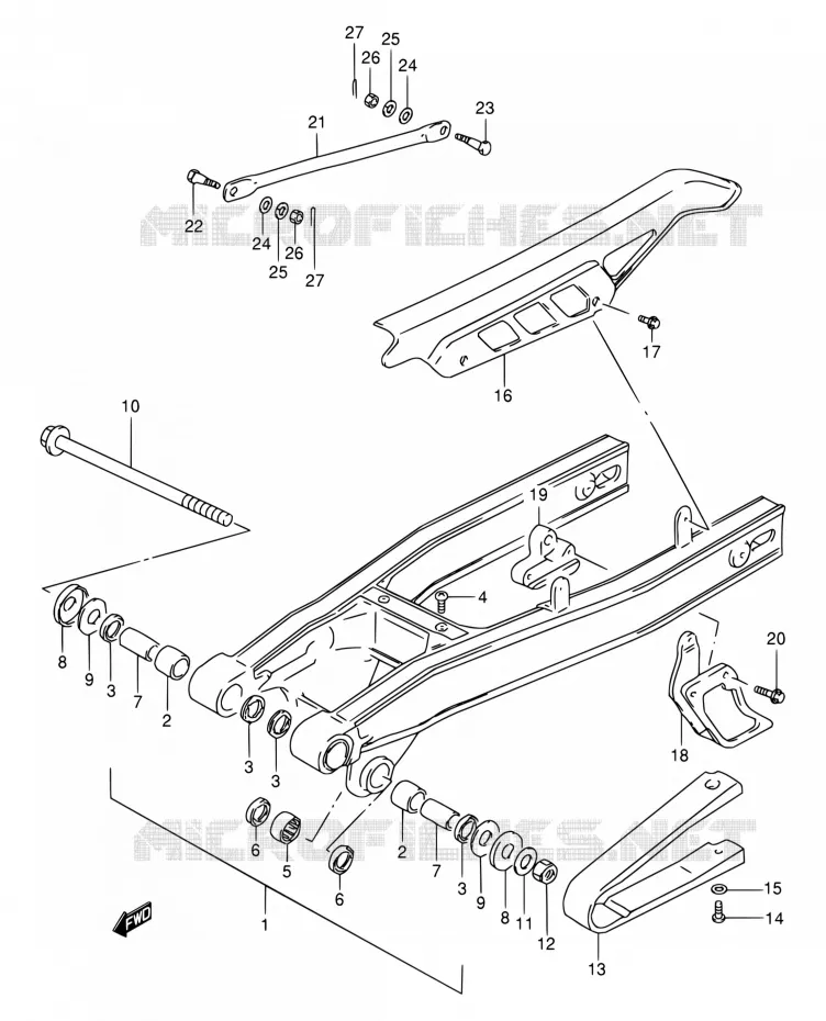 REAR SWINGARM (MODEL K1/MODEL K2 P09) Suzuki MOTO 200 DR 2003  DR200SE K3 (E06,E24)