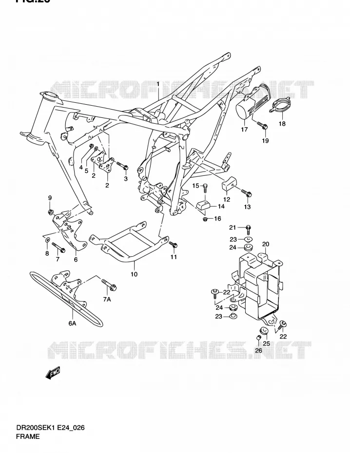 FRAME Suzuki MOTO 200 DR 2004  DR200SE K4 (E06,E24)
