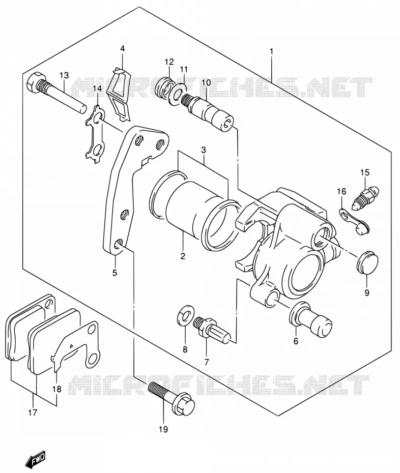 FRONT CALIPER (MODEL K1/MODEL K2 P09) Suzuki MOTO 200 DR 2004  DR200SE K4 (E06,E24)
