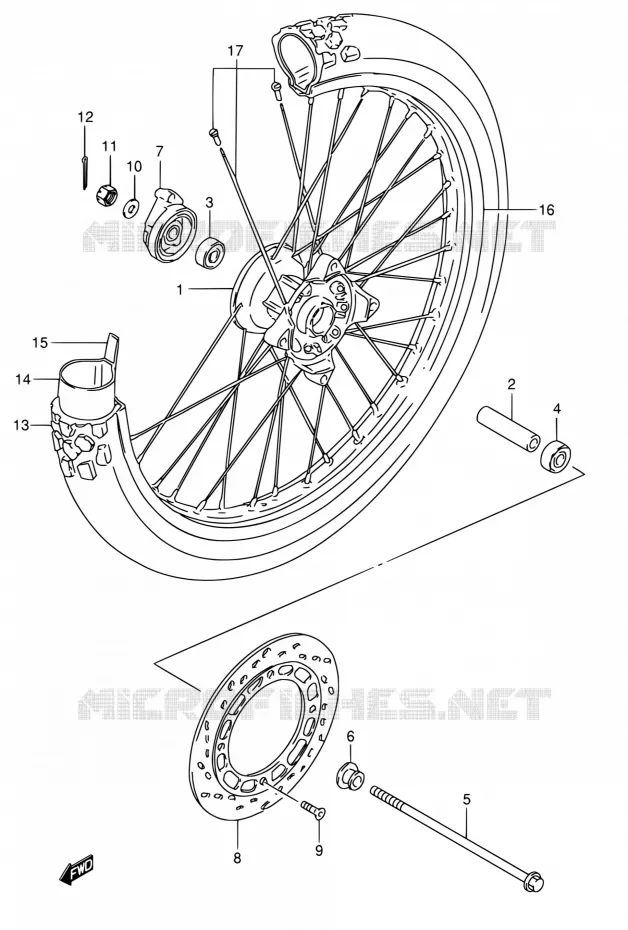 FRONT WHEEL (MODEL K2 P09) Suzuki MOTO 200 DR 2004  DR200SE K4 (E06,E24)