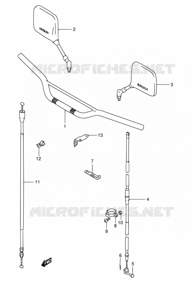 HANDELBAR (MODEL K1/MODEL K2 P09) Suzuki MOTO 200 DR 2004  DR200SE K4 (E06,E24)